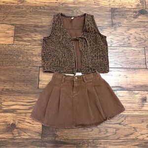Rylee + Cru Leopard Denim Set 6-7 Y